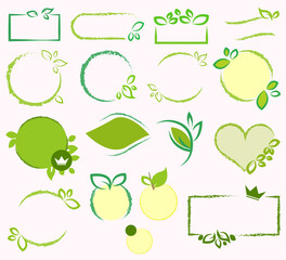 Organic healthy fresh food logo sticker, web design emblems your text free space