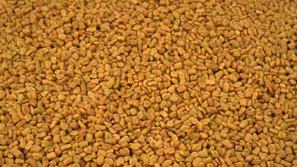 Organic fenugreek seeds, ingredient in Indian cuisine.