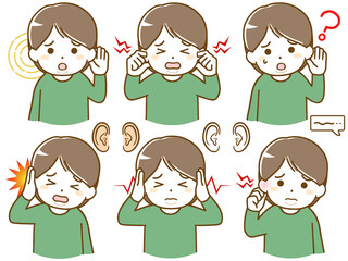 耳に異常がある太った若い男性