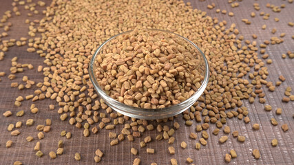 Organic fenugreek seeds, ingredient in Indian cuisine.