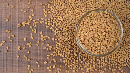 Organic fenugreek seeds, ingredient in Indian cuisine.