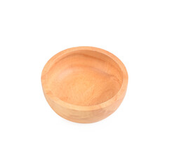 Wooden bowl isolated on white background.