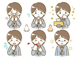 鼻に異常があるオフィスカジュアルな男性