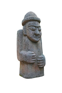 Stone Grandfather (dolharubang) - Jeju Island, Korea on white background