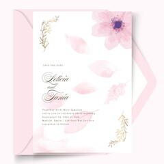 Minimal Wedding Card Design With Flower Template