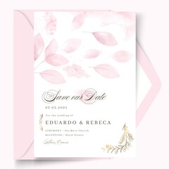 Minimal Wedding Card Design Template With Petals