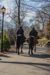 United States, New York, NYPD patrol on horseback