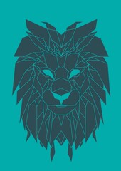 LION HEAD LOW POLY BACKGROUND ANIMALS WILD NATURE