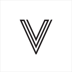 V letter monogram logo in line art style.