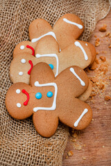 ginger bread men cookies on rustic table