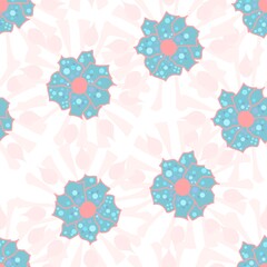 Decorative vector Repeat Floral Pattern In Pale Pink And Blue