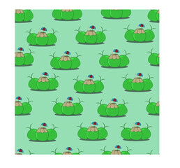 Vector Illustration of Three Coconut Fruit Pattern , Summer Time Theme, and Green Colors Background