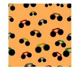 Vector Illustration of Pattern Glasses, Summer Time Theme. Orange Colors Background.