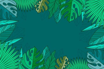 Hand Drawn Tropical Leaves Background