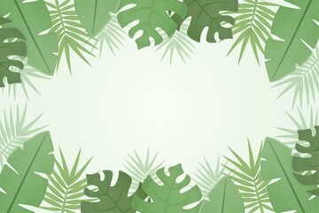 Fototapeta na wymiar Hand Drawn Tropical Leaves Background