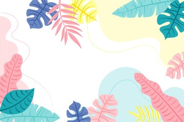 Hand Drawn Tropical Leaves Background_5
