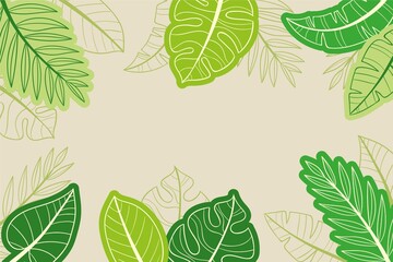 Hand Drawn Tropical Leaves Background_4