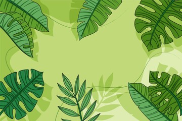 Hand Drawn Tropical Leaves Background_3