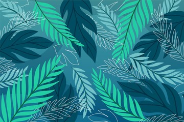 Hand Drawn Tropical Leaves Background_8