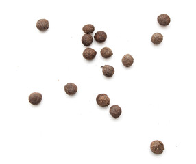 Rabbit excrement isolated over white