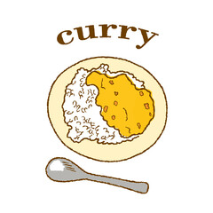 みんな大好き手書きのイラストのカレーライス。