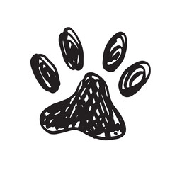 Ink Dog's Paw, Cat`s Paw, grunge style, Vector.	
