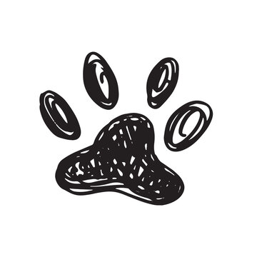 Ink Dog's Paw, Cat`s Paw, grunge style, Vector.	

