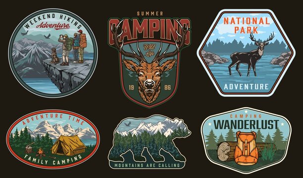 Camping vintage labels