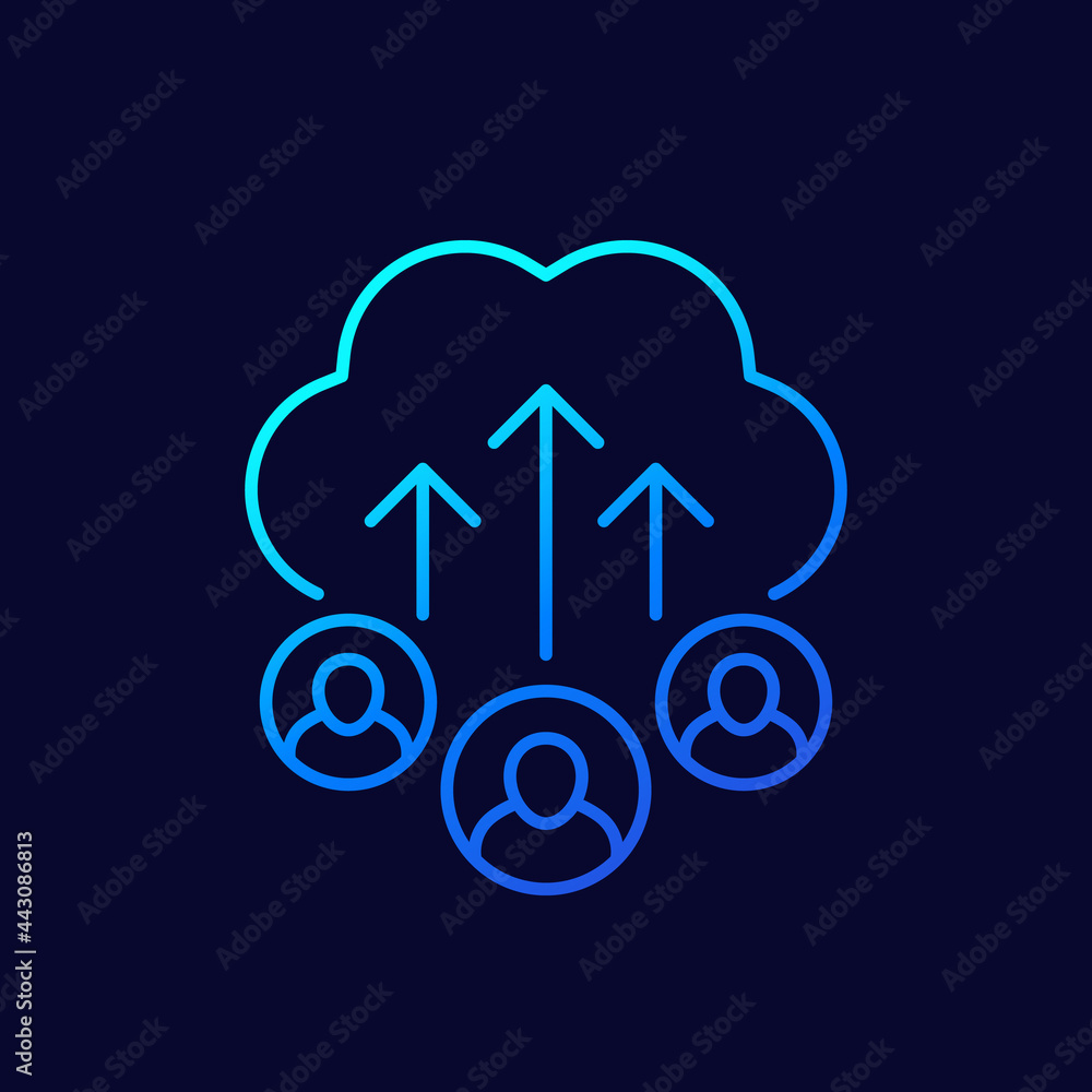 Poster collect user data line icon, vector