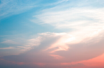 Naklejka na ściany i meble Beautiful sunset sky with clouds. soft picture