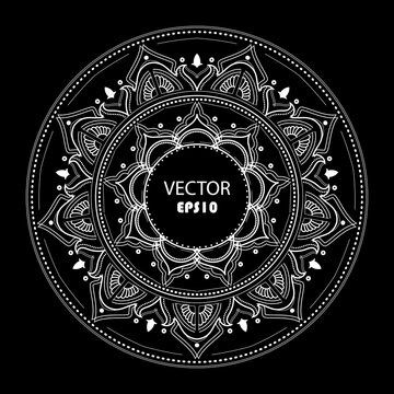 Round ornament set of mandalas on white isolated background.