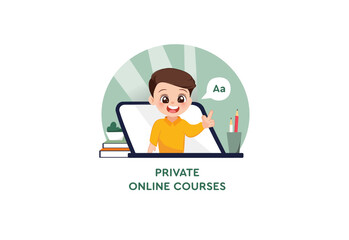 Male teacher conduct lessons online for school pupils or university students. Video course, web seminar, internet class, personal teacher service for individual distant home self education. 

