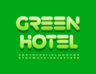 Vector eco concept Green Hotel. Abstract Alphabet Letters and Numbers set. Modern style Font