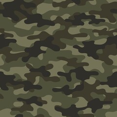 Fototapeta premium Camouflage green seamless pattern.Military camo.Print Vector