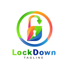 Creative Lock Concept Logo Design. Perfect use for business companies. Corporate identity design element. Home security, Technology, Network safety. Connect, integrate, circle lock