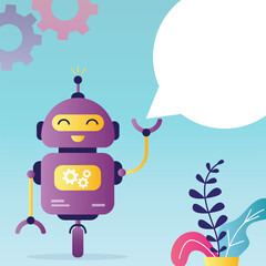 Chatbot with empty speech bubble. Virtual assistant to help clients. Web template. Online consultation with artificial intelligence