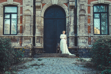 Girl in an old dress with ruffles