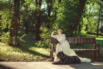 Girl in an old dress with ruffles