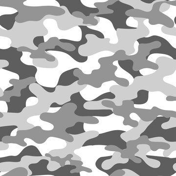 Digital camouflage seamless pattern grey. Military texture. Abstract army or hunting masking ornament. Classic background. Vector design illustration.