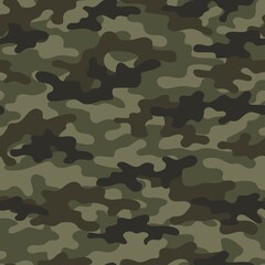 Fototapeta premium Camouflage seamless pattern.Military camo.Army green background.Print on clothing.Modern design.