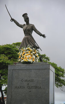 salvador, bahia, brazil - july 2, 2021: Monument to Maria Quiteria de Jesus, heroine of the struggles for independence of Bahia, is seen in the neighborhood of Lapinha, in the city of Salvador.