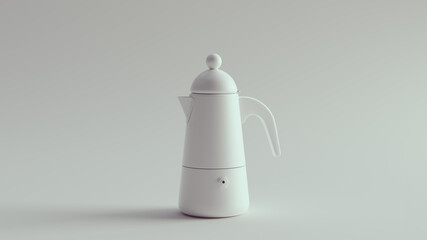 White Coffeepot Teapot Jug Cafeteria 3d illustration render