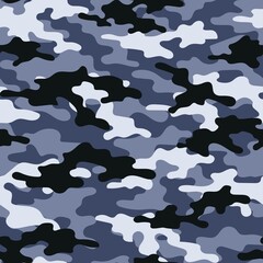 Blue Camouflage seamless pattern.Military camo.Army background.Print on clothing.Modern design.