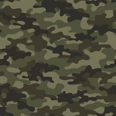 Fototapeta premium Green Camouflage seamless pattern.Military camo.Army background.Print on clothing.Modern design.