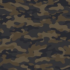 Camouflage brown texture seamless. Abstract military camouflage background for fabric. Vector illustration
