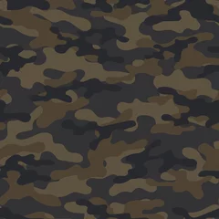 Wallpaper murals Camouflage Camouflage brown texture seamless. Abstract military camouflage background for fabric. Vector illustration