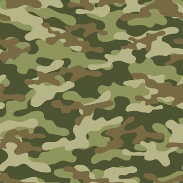 Camouflage texture seamless. Abstract green military camouflage background for fabric. Vector illustration
