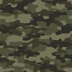 Green Camouflage texture seamless. Abstract military camouflage background for fabric. Vector illustration