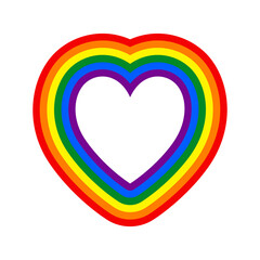 Pride Month celebrated in the month of June. Lesbian, Gay, Bisexual, Transgender and Queer (LGBTQ). Vector rainbow LGBT heart design for sticker, card, poster, tattoo, t-shirt, or logo.