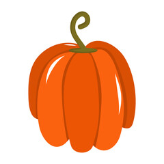 Orange pumpkin Halloween is isolated on a white background. Vector illustration in cartoon style. Pumpkin, patison for the decoration of invitations for the Halloween holiday.